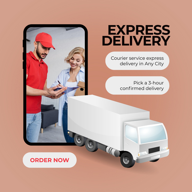 Plantilla de diseño de Express Delivery Application Instagram AD 
