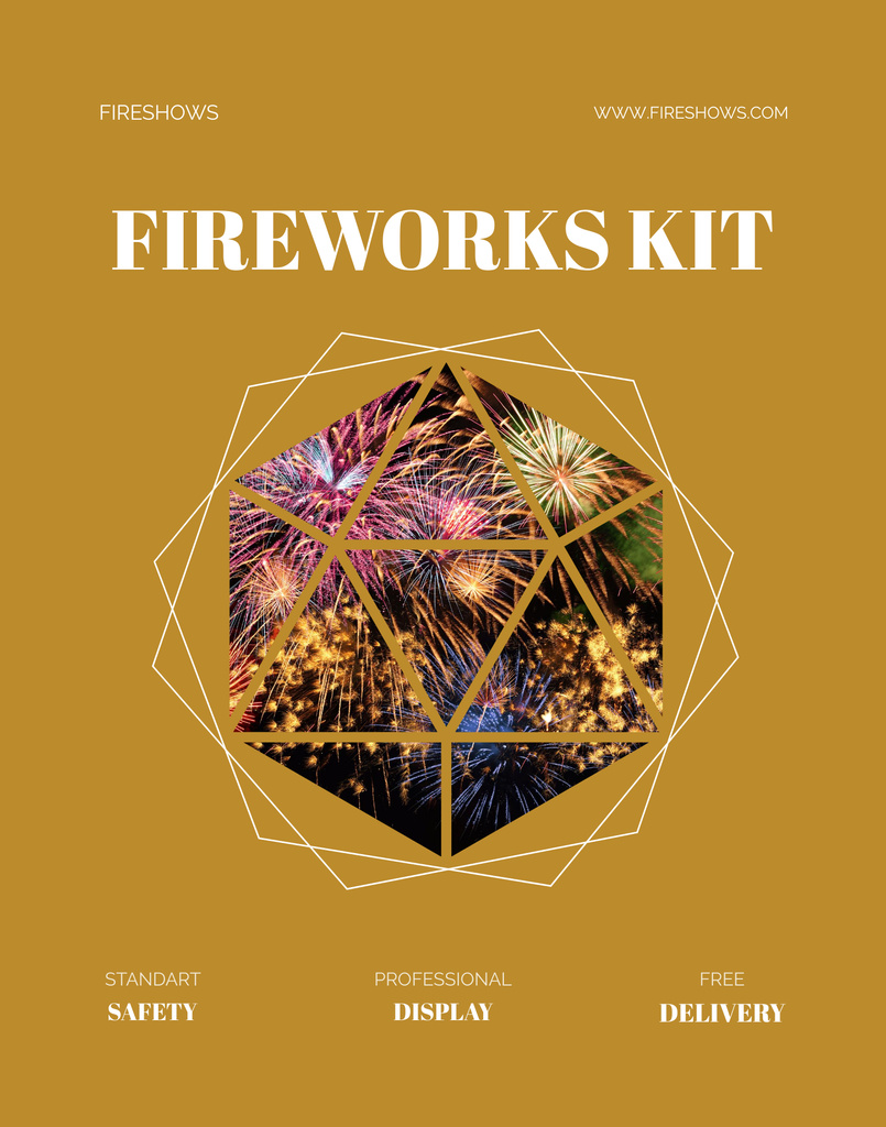 Fireworks Kit Sale Offer in Yellow Poster 22x28in Design Template
