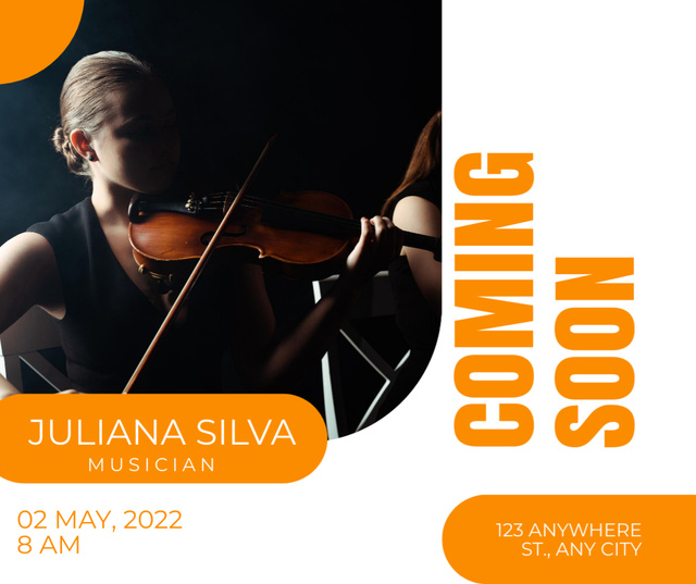 Designvorlage Live Music Concert with Beautiful Attractive Violinist für Facebook