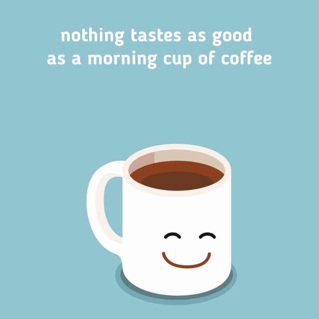 Happy Smiling cup of Coffee Online Square Video Post Template - VistaCreate