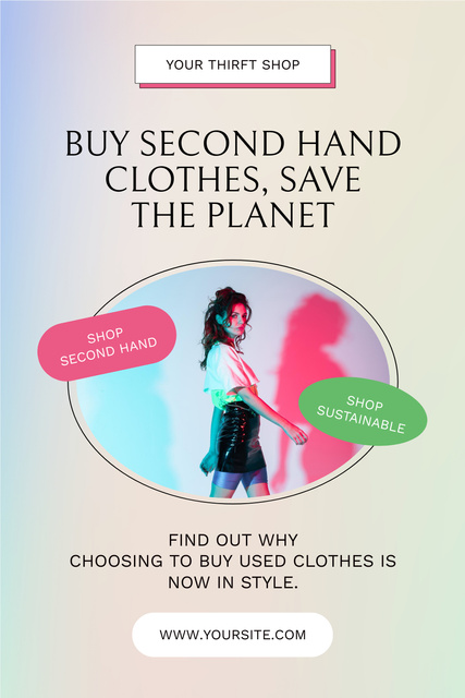 Ontwerpsjabloon van Pinterest van Second hand for planet saving