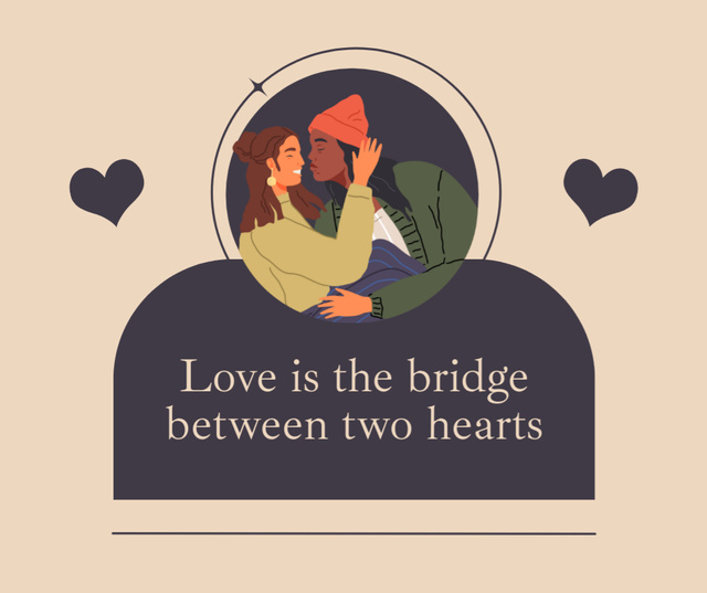 Designvorlage Quote about Love between Two Hearts für Facebook