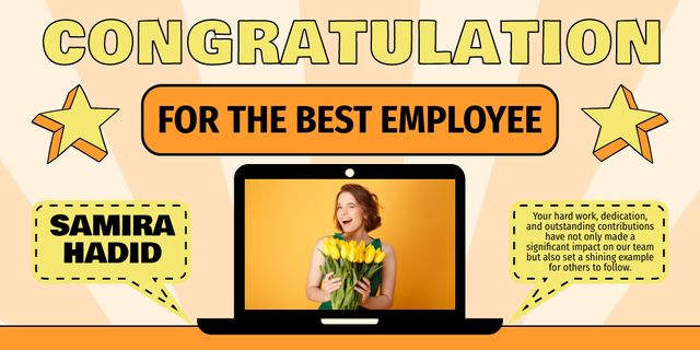 Congratulations for Best Employee Twitter tervezősablon