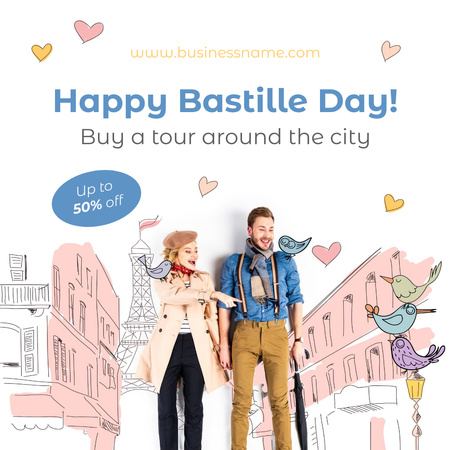 Bastille Day Holiday Celebration Instagram Design Template
