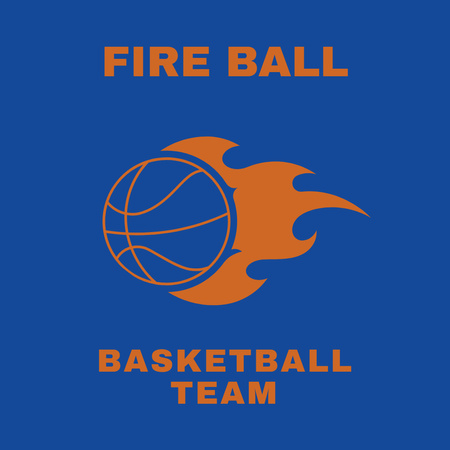 Basketball Team Emblem with Fire Ball Logo 1080x1080pxデザインテンプレート