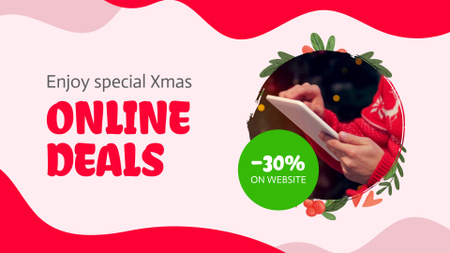 Ontwerpsjabloon van Full HD video van Christmas Holiday Online Deals Ad with Woman shopping on Phone