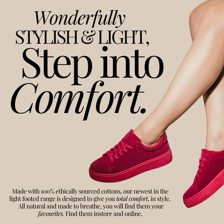 Comfortable Sneakers Sale Offer with Red Shoes Instagram Design Template