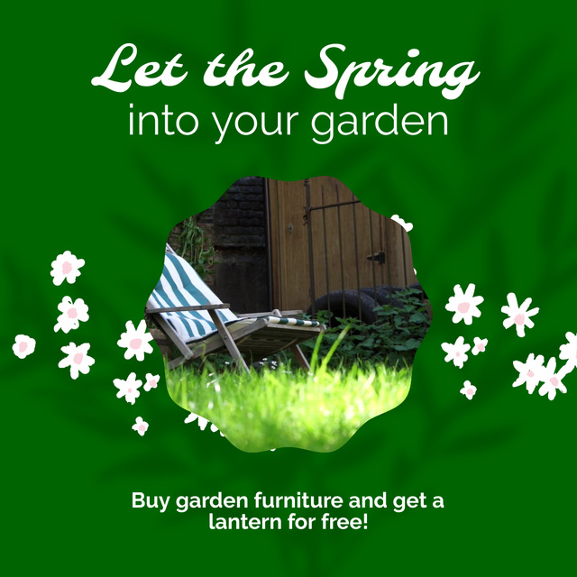 Plantilla de diseño de Armchair In Garden With Free Lantern Offer Animated Post 