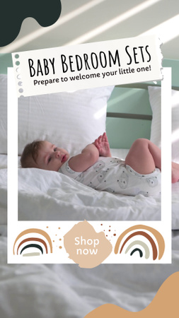 Template di design Set da letto per bebè carini con arcobaleni TikTok Video