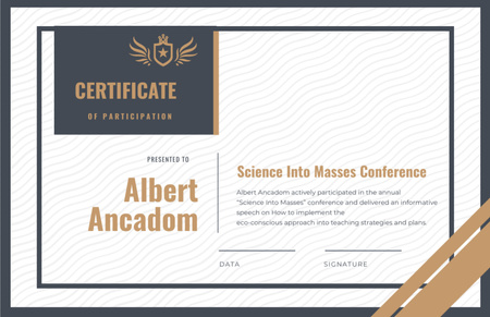 Science Conference Participation gratitude Certificate 5.5x8.5in Design Template