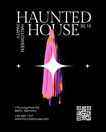Creepy Halloween Party Announcement with Purple Ghost Poster 16x20in tervezősablon
