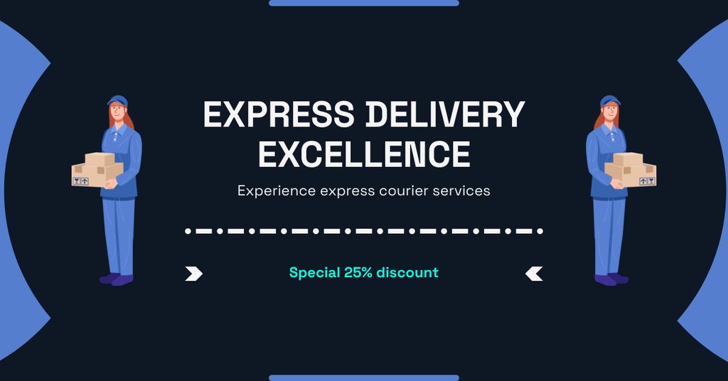 Express Delivery and Courier Solutions Facebook ADデザインテンプレート