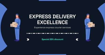 Express Delivery and Courier Solutions Facebook AD Design Template