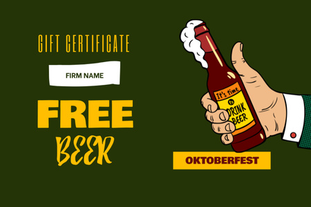 Frothy Beer As Gift For Oktoberfest Celebration Gift Certificate Design Template