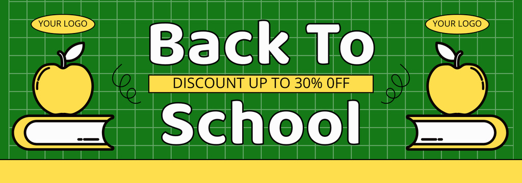 Discount School Supplies with Book and Apple Tumblrデザインテンプレート