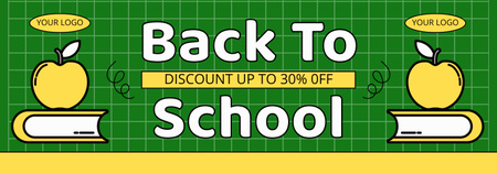 Discount School Supplies with Book and Apple Tumblr Design Template