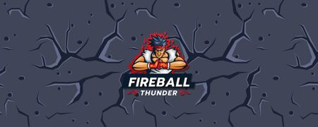 Illustration of Flaming Man Character Twitch Profile Banner Design Template