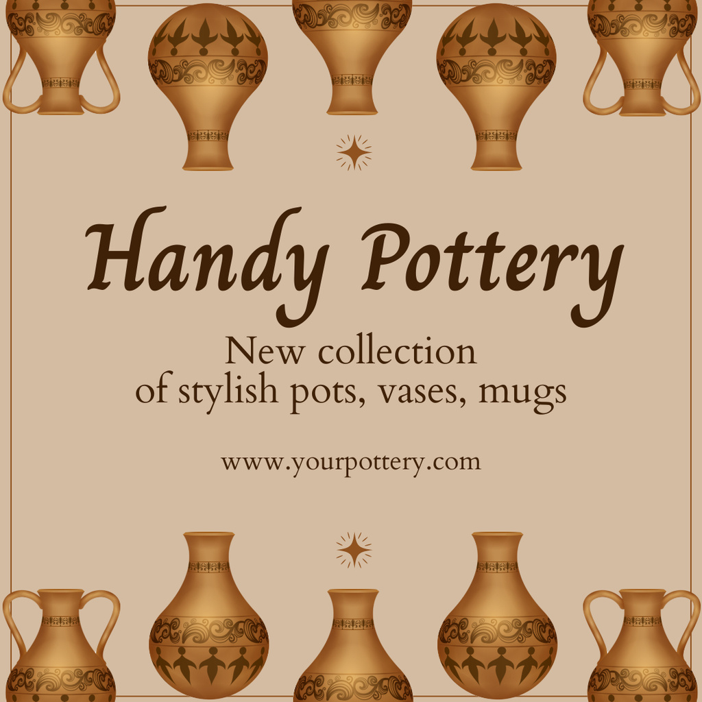 Designvorlage Handmade Pottery Discount Announcement für Instagram