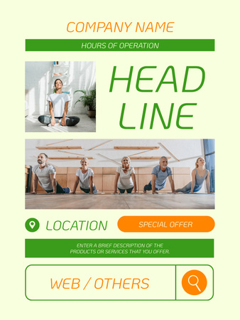 Announcement of Yoga Classes for People of Any Age Poster US Design Template