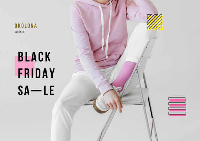 Casual Clothes Discount in Black Friday Flyer A5 Horizontal Design Template