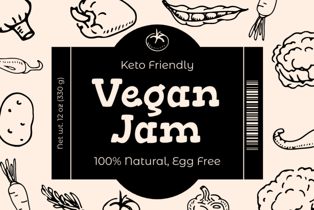 Modèle de visuel Keto Friendly Vegan Jam - Label