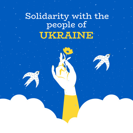 Kéz virággal az ukránokkal való szolidaritásért Instagram tervezősablon