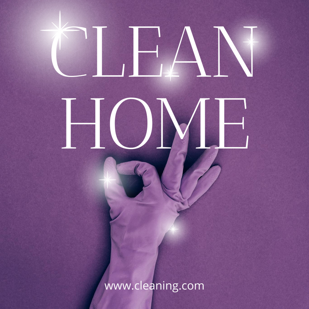 Clean Home Service Purple Instagram Tasarım Şablonu