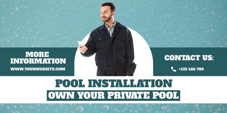 Private Pool Installation Specialist Service Offer Twitter Design Template
