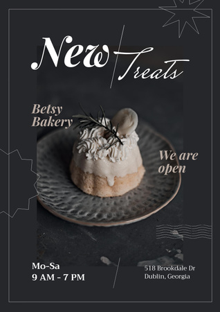 Cafe Opening Announcement with Yummy Cupcake Poster Design Template
