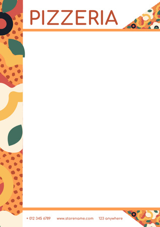 Plantilla de diseño de Pizzería publicitaria con patrón brillante Letterhead 