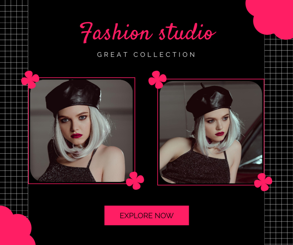 Designvorlage Stylish Woman in Fashion Studio für Facebook
