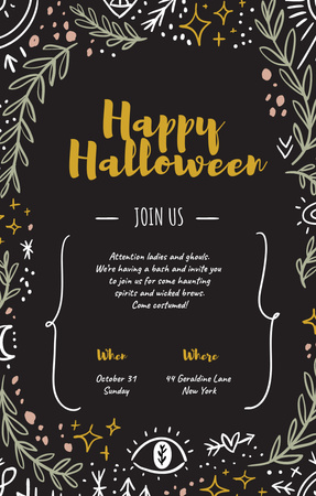 Halloween Greeting on Mysterious Ornament Invitation 4.6x7.2in Design Template
