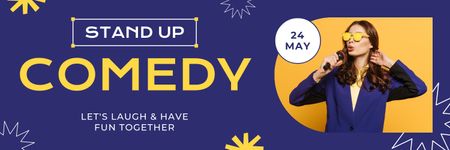 Comedy Show Promo with Phrase Twitter Design Template