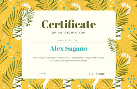 Reforestation Program Participation gratitude Certificate 5.5x8.5in Design Template