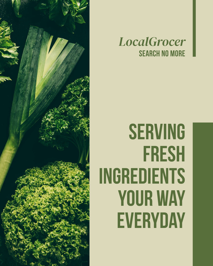 Green Fresh Vegetables on Grocery Shop Offer Poster 16x20in – шаблон для дизайна