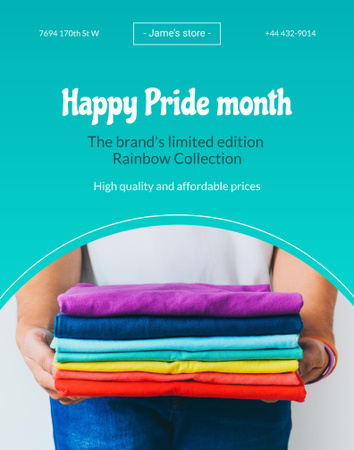 Pride Month Celebration with Rainbow T Shirts Collection Poster 22x28in Design Template