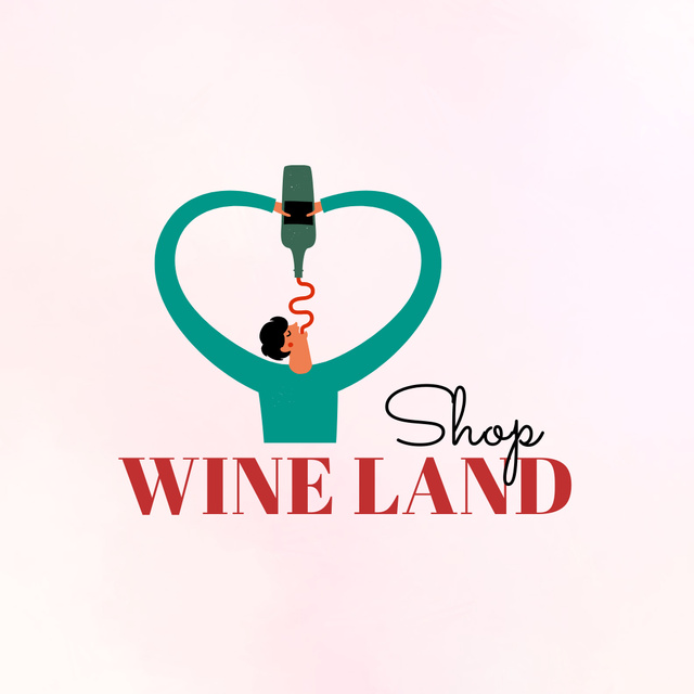 Wine Shop Ad with Man Drinking from Bottle Logo 1080x1080px Modelo de Design