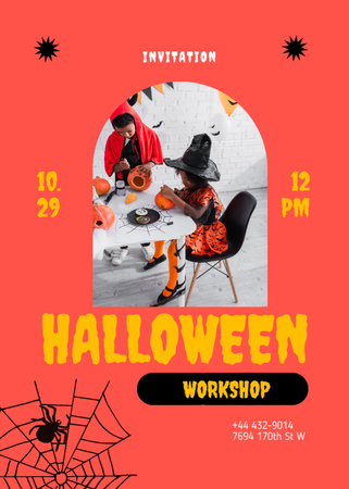Children on Halloween's Workshop  Invitation Design Template