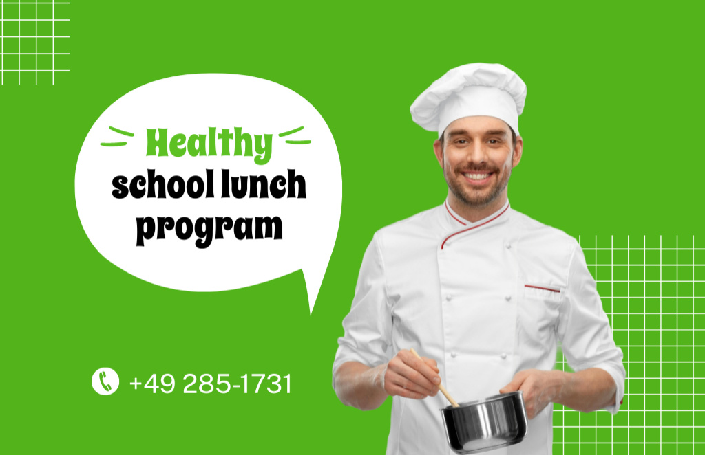Ontwerpsjabloon van Business Card 85x55mm van Healthy School Lunch Advertisement