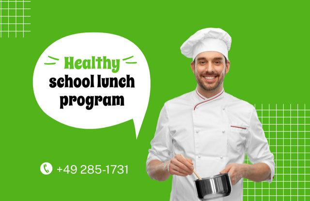 Healthy School Lunch Advertisement Business Card 85x55mmデザインテンプレート