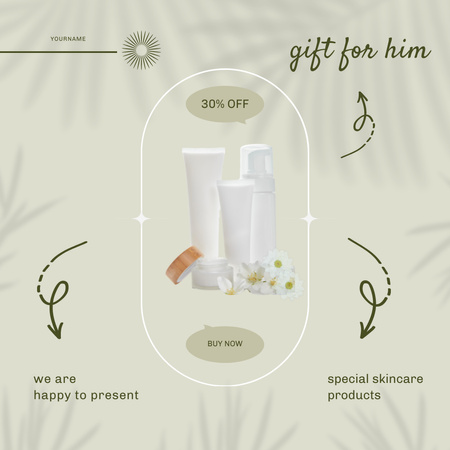 Ontwerpsjabloon van Instagram van huidverzorging en schoonheid geschenkdoos groen