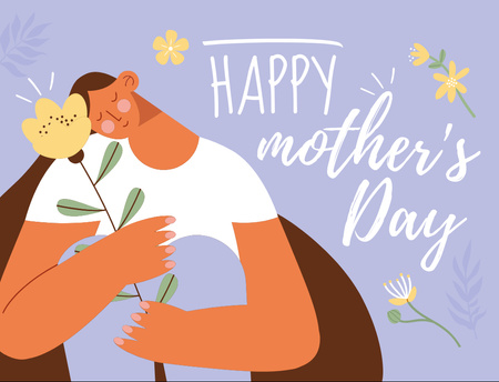 Happy Mother's Day Greeting on Purple Postcard 4.2x5.5in tervezősablon