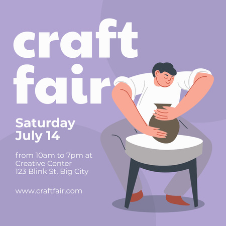 Craft Fair With Pottery And Illustration Instagram Design Template