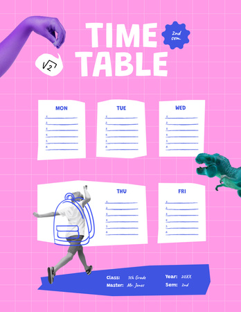 Platilla de diseño School Semester Timetable in Purple Notepad 8.5x11in