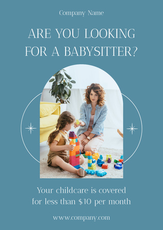 Understanding Babysitting Services Offer In Blue Poster Design Template