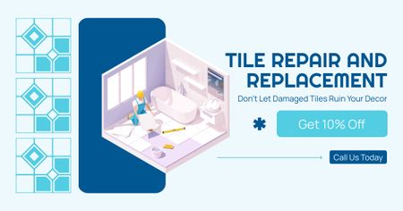 浴室のタイルの修理と交換 Facebook ADデザインテンプレート