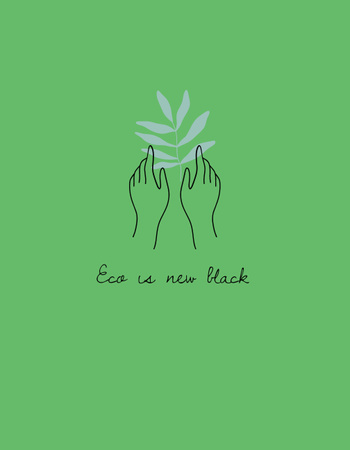 Eco Concept with Hands Touching Plant T-Shirt Design Template