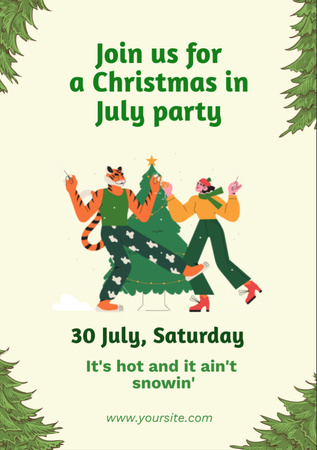 Template di design July Christmas Party Announcement Flyer A7