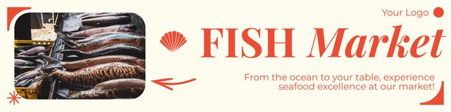 Designvorlage Ad of Market with Fresh Fish für Twitter