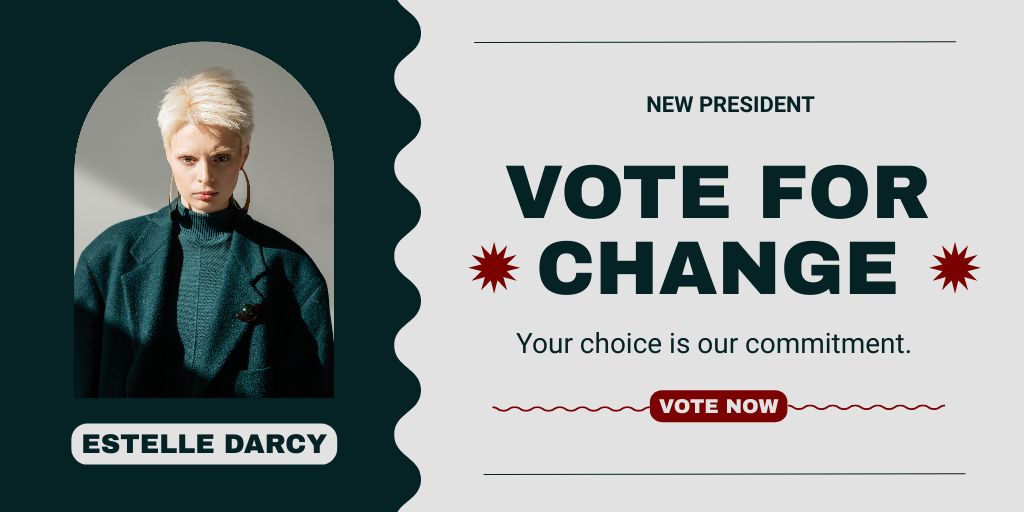 Plantilla de diseño de Vote for Change with Young Woman Twitter 